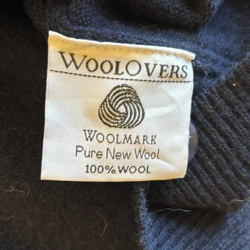 Woolovers Mens Lambswool‎ V Neck Pure Lambswool Cardigan Navy Blue Size XLarge